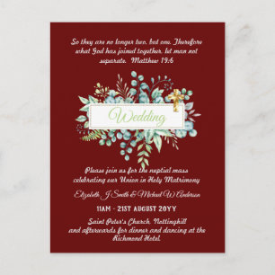 Invitations de mariage catholique Verdure botaniqu
