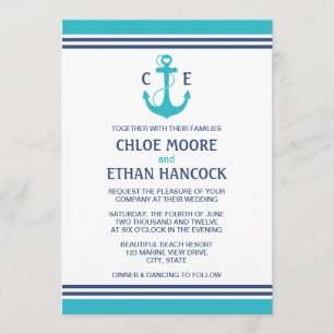 Invitations de mariage caustique turquoise
