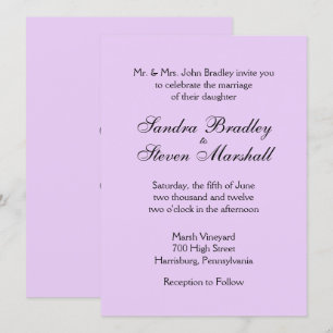 Invitations de mariage classique de lavande