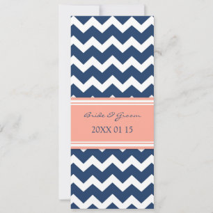 Invitations de mariage Coral bleu Chevron