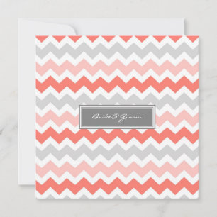 Invitations de mariage Coral gris Chevron