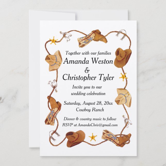 Invitations de mariage Cowboy (Devant)