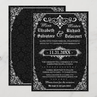 Invitations de Mariage damassé de style victorien 