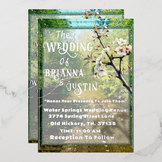 Invitations de mariage dans le ruisseau aquatique  (Recto/Verso)