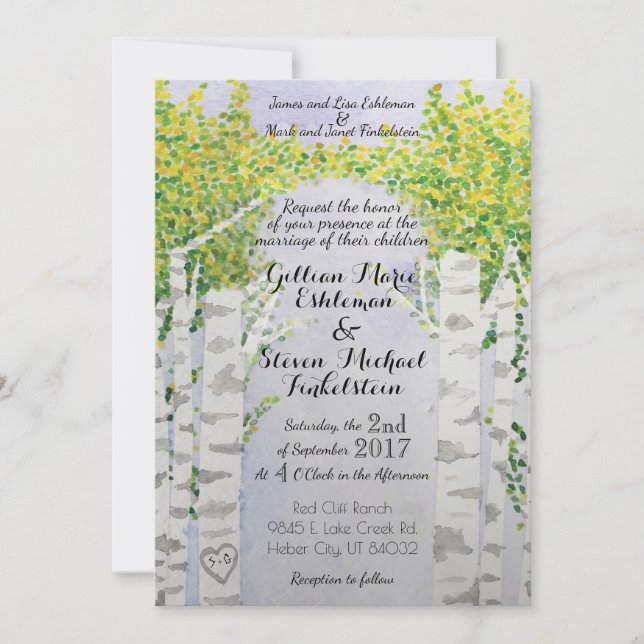 Invitations de mariage d'aquarelle de nature (Devant)