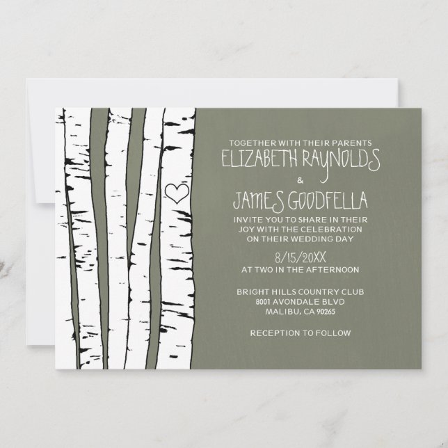 Invitations de mariage d'arbre de bouleau (Devant)