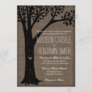 Invitations de mariage d'arbre de coeur découpés