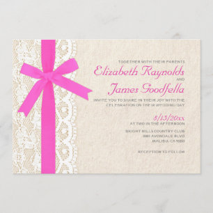 Invitations de mariage d'arc et de dentelle de