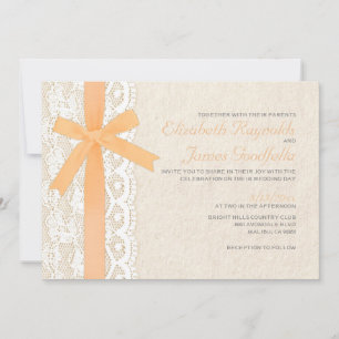 Invitations de mariage d'arc et de dentelle de