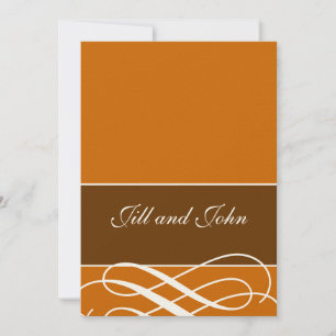 Invitations de mariage d'automne modernes Orange B