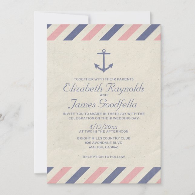 Invitations de mariage de Ancre Vintage (Devant)