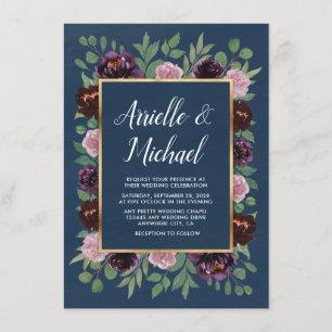 Invitations de Mariage de automne bleu de marine R