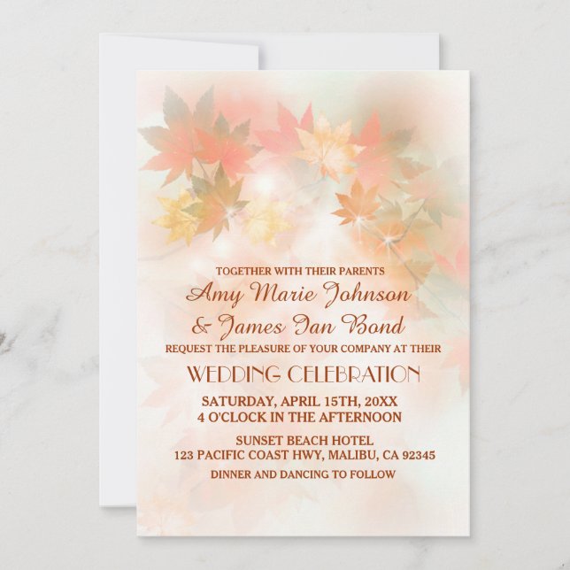 Invitations de mariage de automne de brouillard au (Devant)