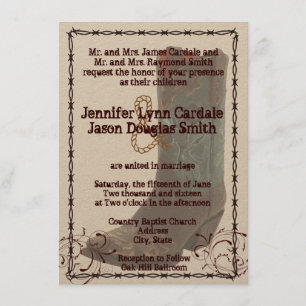 Invitations de mariage de barbelé de bottes de