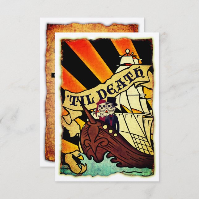 invitations de mariage de bateau pirate (Devant / Derrière)