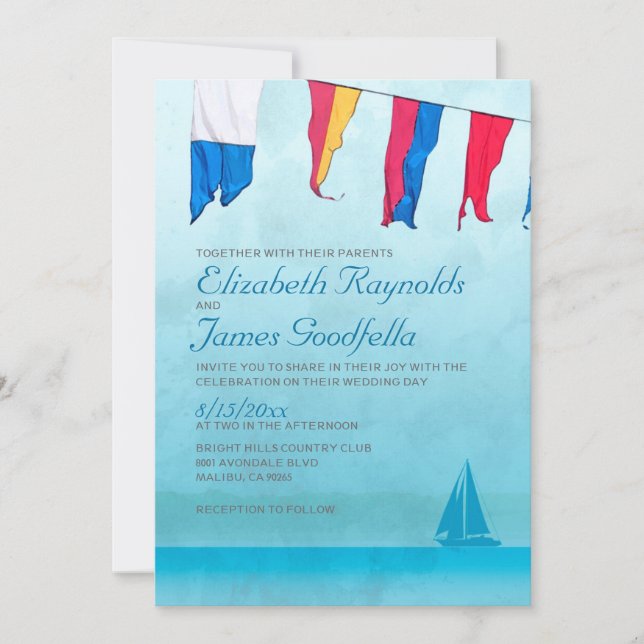 Invitations de mariage de bateaux (Devant)