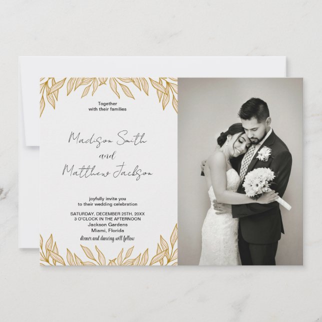 Invitations de mariage de blé avec photo (Devant)