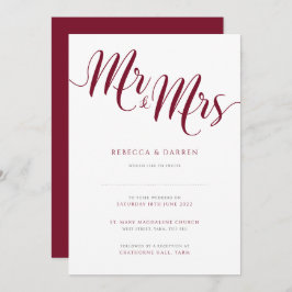 Invitations de mariage de Bourgogne Mr & Mrs Invit