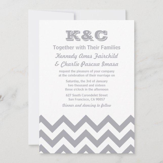 Invitations de mariage de Chevron (Devant)