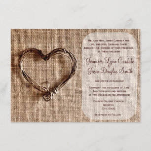 Invitations de mariage de coeur de ficelle de