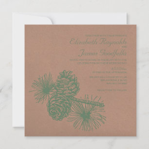 Invitations de mariage de cônes de pin rustique