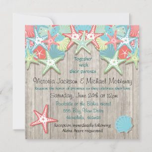 Invitations de mariage de coquillages tropicaux
