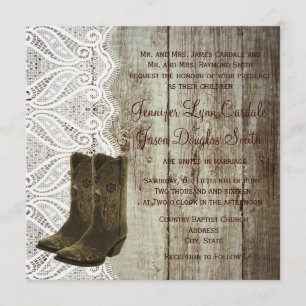 Invitations de mariage de cow-boys à vos bottes