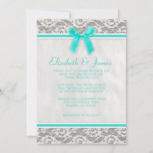 Invitations de mariage de dentelle de pays d'Aqua