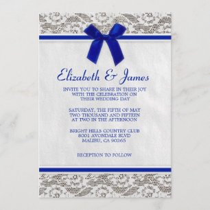 Invitations de mariage de dentelle de pays de bleu