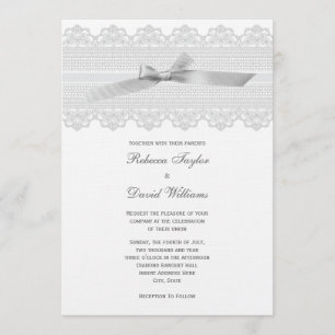 Invitations de mariage de dentelle et de ruban