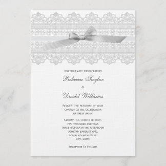 Invitations de mariage de dentelle et de ruban