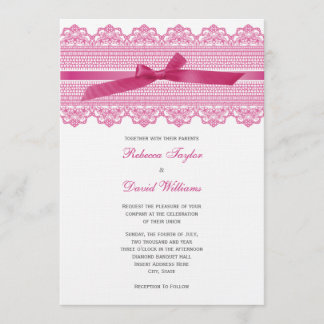 Invitations de mariage de dentelle et de ruban