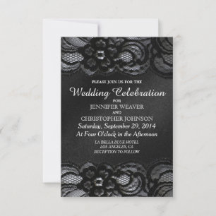 Invitations de mariage de dentelle noire et de sat