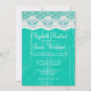 Invitations de mariage de dentelle russe turquoise