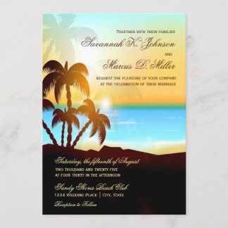 Invitations de mariage de destination de palmiers