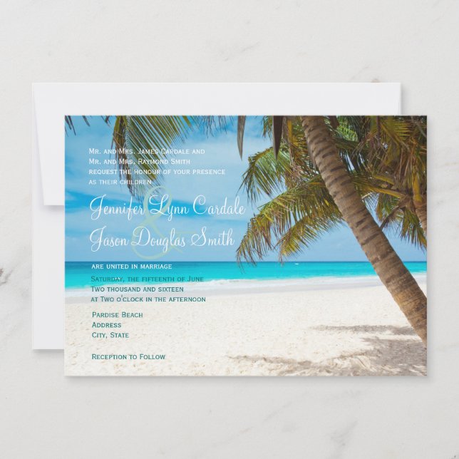 Invitations de mariage de destination de plage de (Devant)
