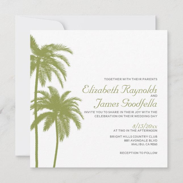 Invitations de mariage de destination de plage Vin (Devant)