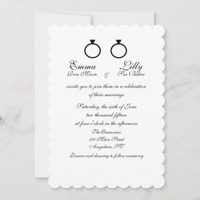 Invitations de mariage de "doubles anneaux" (Devant)