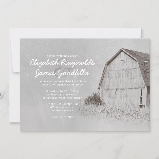 Invitations de mariage de ferme de pays (Devant)