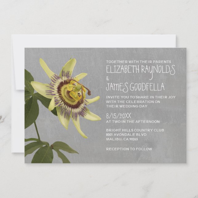 Invitations de mariage de fleur de passion (Devant)