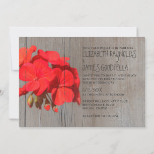 Invitations de mariage de geranium rustique
