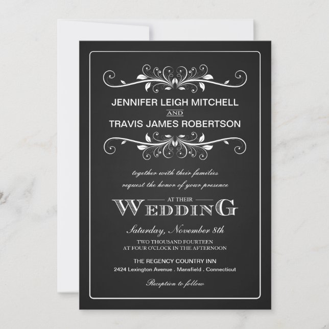 Invitations de mariage de la Marque de Chalkboard (Devant)
