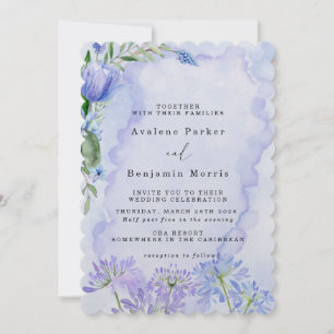 Invitations de mariage de Lotus Floral violet et b