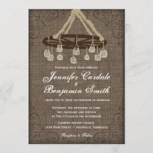 Invitations de mariage de lustre de pot de maçon