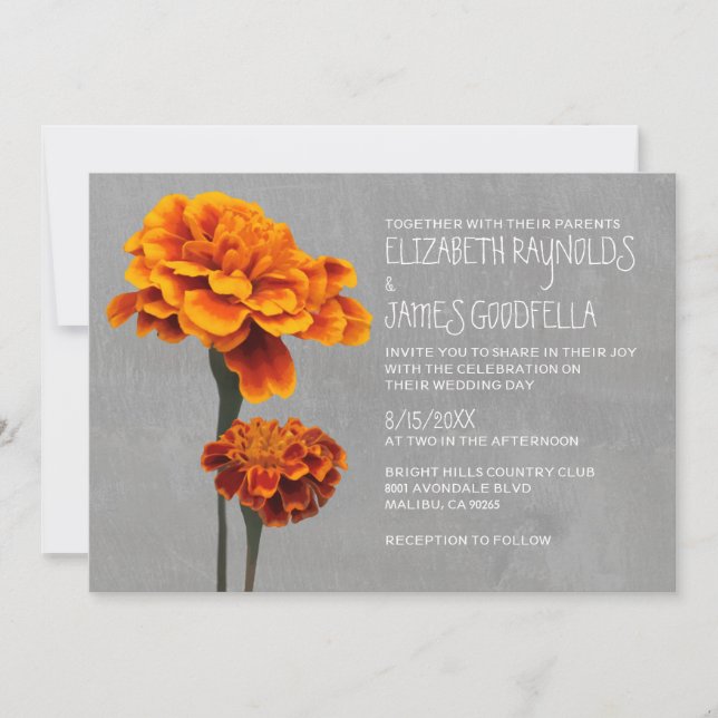 Invitations de mariage de Marigolds (Devant)