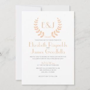 Invitations de mariage de monogramme de pêche