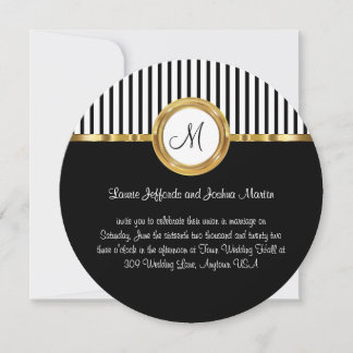 Invitations De Mariage De Monogramme Noir Et Or Cl