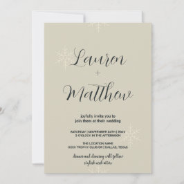 Invitations de mariage de neige beige