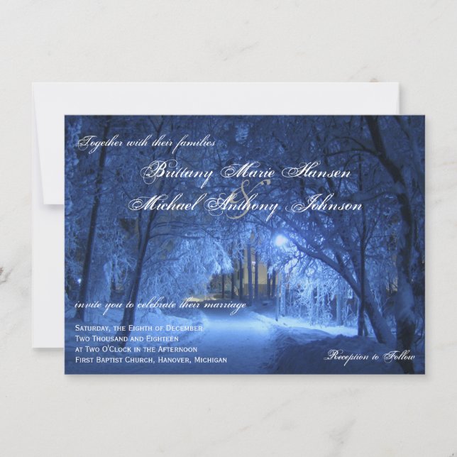 Invitations de mariage de neige de soirée de (Devant)