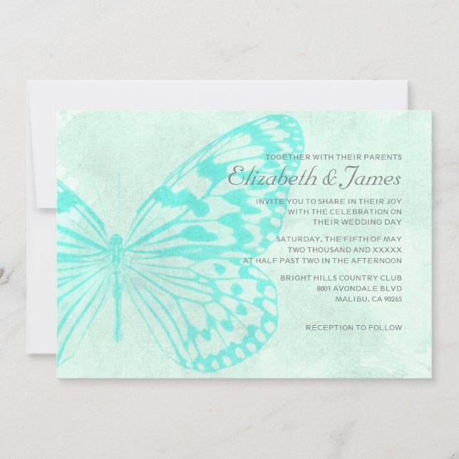 Invitations de mariage de papillons (Devant)